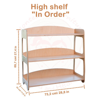 Open 3-tier high shelf Montessori